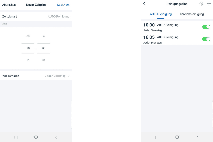 Reinigungsplan wird in der Ecovacs Home App erstellt